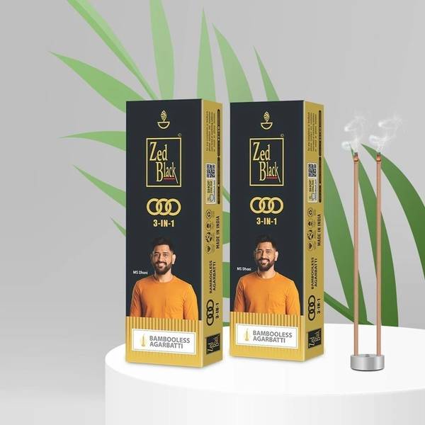 Zed Black 3in1 Bamboo Less Incense Sticks -Pack of 2 (100gm x 2 = 200gm). 3 in1