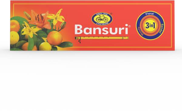 Cycle Pure Bansuri 3 in 1 Agarbatti, Sandal, Floral, Woody Fragranace Floral