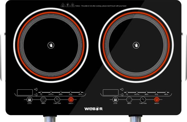REZEK Double Burner Infrared Induction Cooktop With Ceramic Crystal Glass Plate Radiant Cooktop