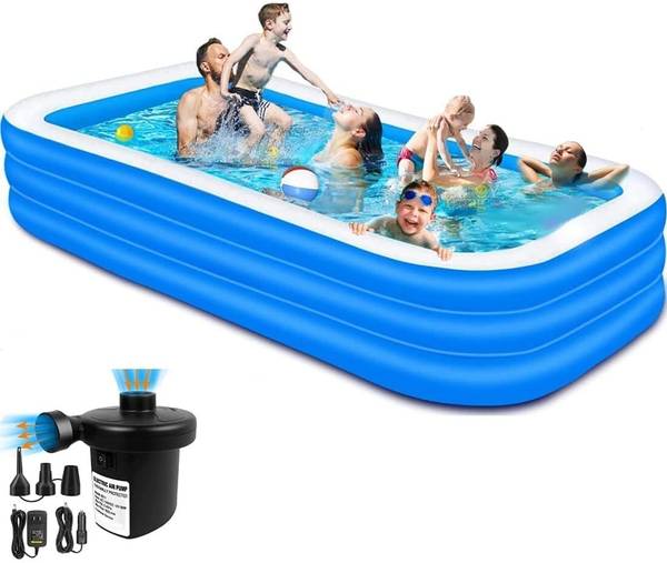 ONIFO 10 Feet Length 3 Layers Family swimming pool bath tubs with eletric pump Inflatable Swimming Pool