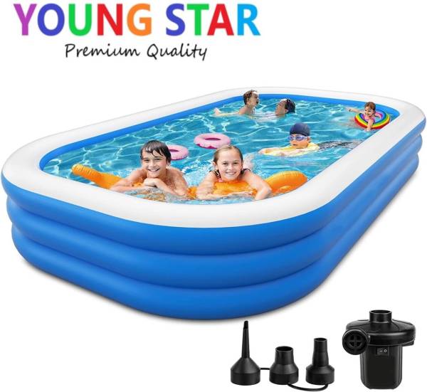 ECOM BHARAT PREMIUM 10 Fts LENGTH AND 6 Fts WIDTH RECTANGULAR WATER SWIMMING POOL Inflatable Swimming Pool, Inflatable Toy Pump