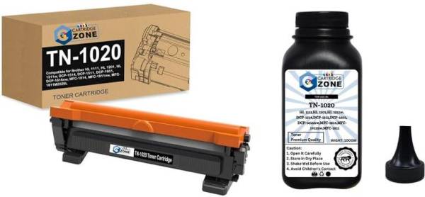 CARTRIDGE ZONE 1201,1211w,DCP-1514,DCP-1511,DCP-1601,DCP-1616nw,MFC 1911nw (TN-1020 + Powder) Black Ink Cartridge