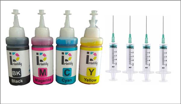 PRINTIFY Refill For Canon Pg 47 and Cl 57 Cartridge Compatible for Canon Pixma E series Black + Tri Color Combo Pack Ink Bottle