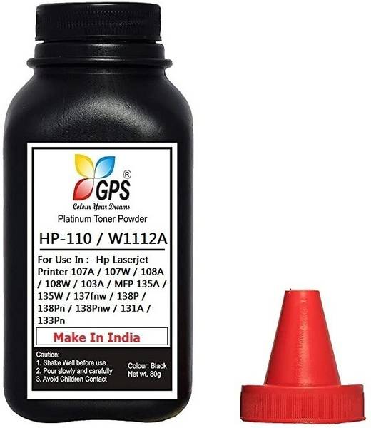 Black Hp 110A / W1112A Toner Cartridge Refill Powder For Use HP Printer 108, 108a, 108w, 131, 131a, 136, 136a, 136w, 136nw, 138, 138fnw Pack Of 1 Bott...