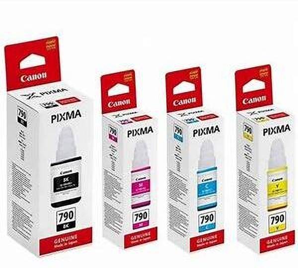 Pixma Canon Gl-790 Black + Tri Color Combo Pack Ink Bottle