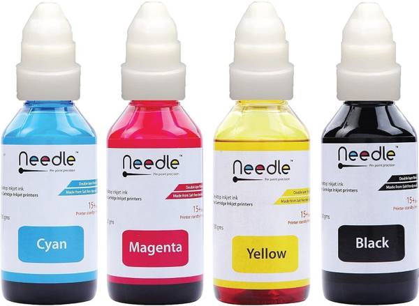Needle 4x100 gms GI 790 for G1010 G2000 G2002 G2010 G2012 G3000 G3010 G4000 Printers Black + Tri Color Combo Pack Ink Bottle