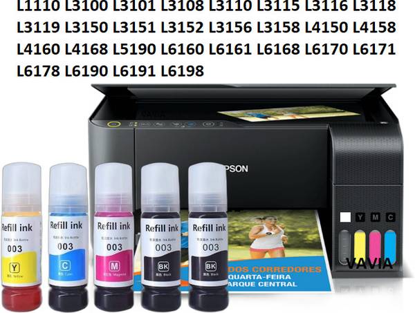 canoff Ink Refill for Epson 001,003,L3200,L3210,L3211,L3215,L3216,L3250,L3252 Black + Tri Color Combo Pack Ink Bottle