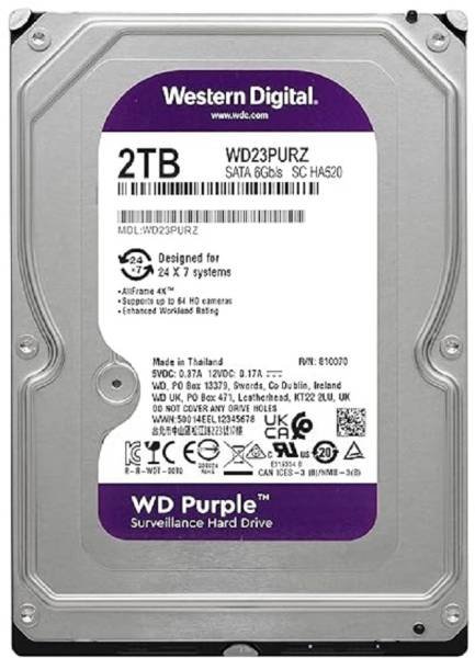 WD Purple 2 TB Surveillance Systems Internal Hard Disk Drive (HDD) (WD23PURZ-85C5HYO)