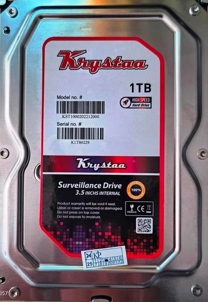 KRYSTAA 1 TB SATA Hard Drive for Desktop/Surveillance8.89 cm(3.5 Inch),6 Gb/s 7400 RPM 1 TB Desktop, Surveillance Systems Silver SATA Internal Hard Di...