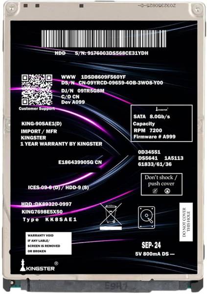kingster Hard Drive 500 GB Laptop Internal Hard Disk Drive (HDD) (500GB Internal Hard Drive HDD 2.5 Inch SATA 6 Gb/s,5400 RPM,128MB)