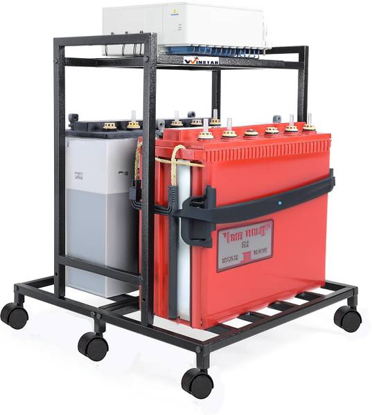 Winstar 2-Tier Double Battery Stand with Wheels | Trolley for Inverter and Battery
