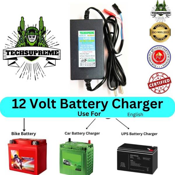 TechSupreme 12 Volt 7 Amp UPS Battery Charger & Battery Clip Heavy Duty for Mini Inverter Square Wave Inverter