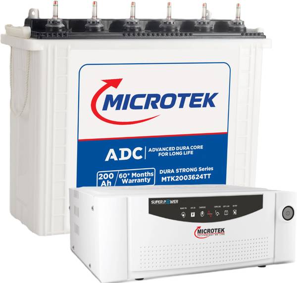 Microtek MTK2003624TT 200Ah Battery With Super Power Digital UPS 1200