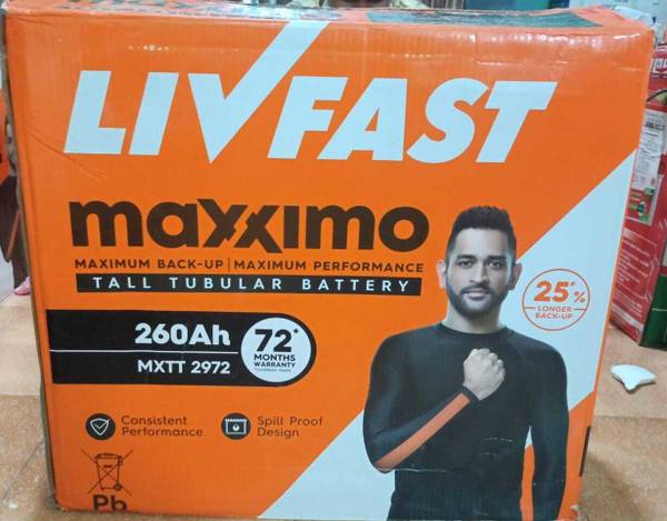 Livfast MXTT 2972 Tall Tubular 260Ah UPS Inverter Battery Pure Sine Wave Inverter