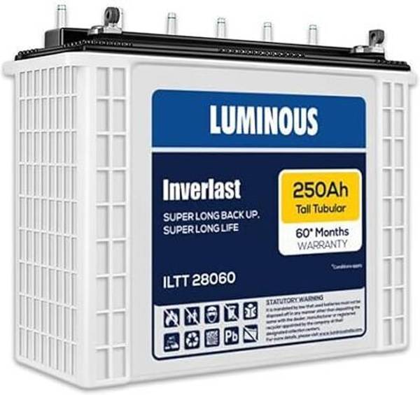 LUMINOUS Tall Tubular Battery for Home, Office & Shops Inverlast ILTT28060 250Ah 60 Month Pure Sine Wave Inverter