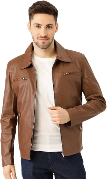 Leather Retail Full Sleeve Solid Men Jacket