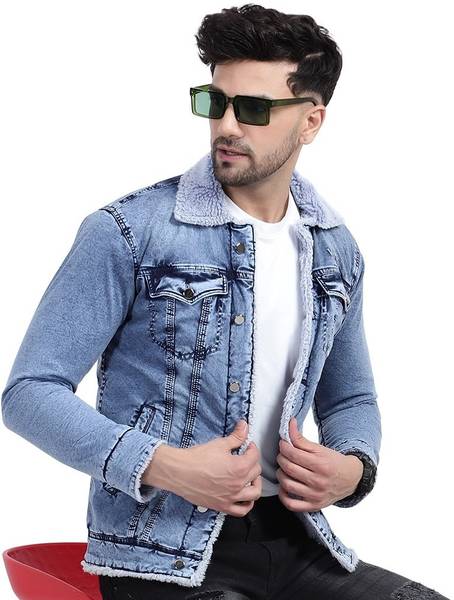 Plus91 Full Sleeve Self Design Men Denim Jacket