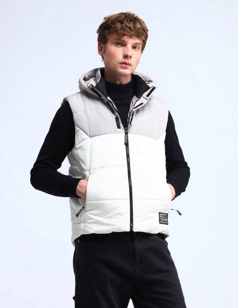 FLYING MACHINE Sleeveless Colorblock Men Jacket