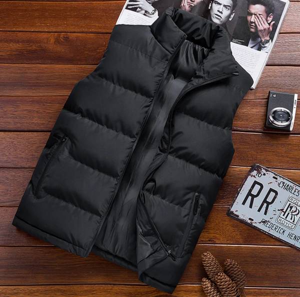 Povaxpo Sleeveless Solid Men Jacket