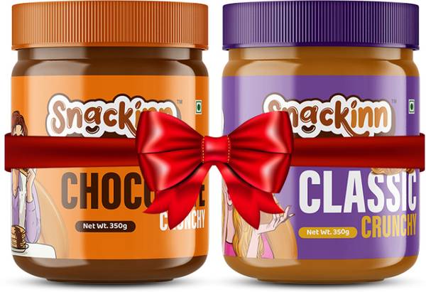 snackinn Peanut Butter Combo Pack Chocolate Crunchy & Classic Crunchy | 2 Jars 350g Each