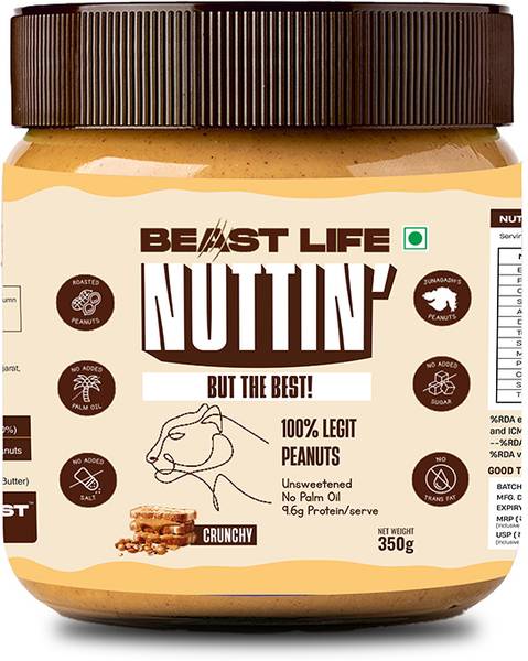BeastLife Crunchy Peanut Butter with No Palm Oil - Premium Peanut Butter