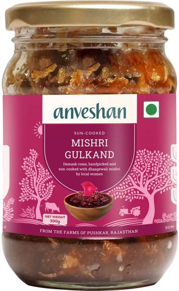 Anveshan Pure Mishri Gulkand 300gm, Sun-Cooked Rose Petal Jam 300 g