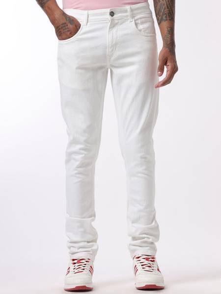 WROGN Tapered Fit Men White Jeans