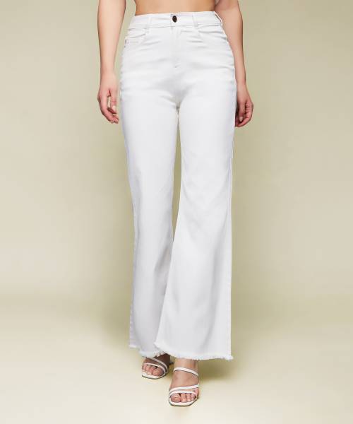 Miss Chase Boot-Leg Women White Jeans