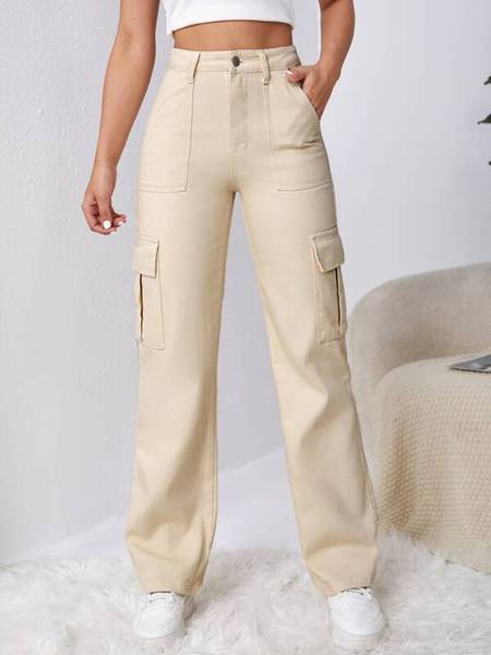 HouseOfCommon Flared Women Beige Jeans