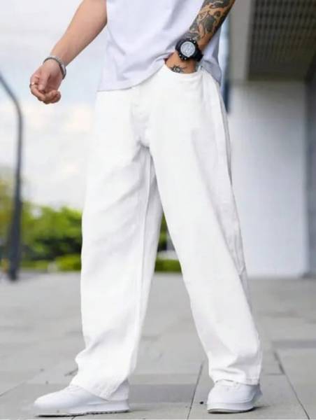 Star4well Relaxed Fit Men White Jeans