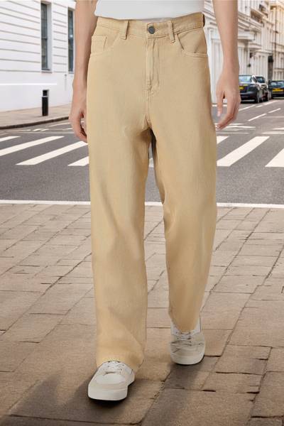 Urbano Fashion Loose Fit Men Beige Jeans