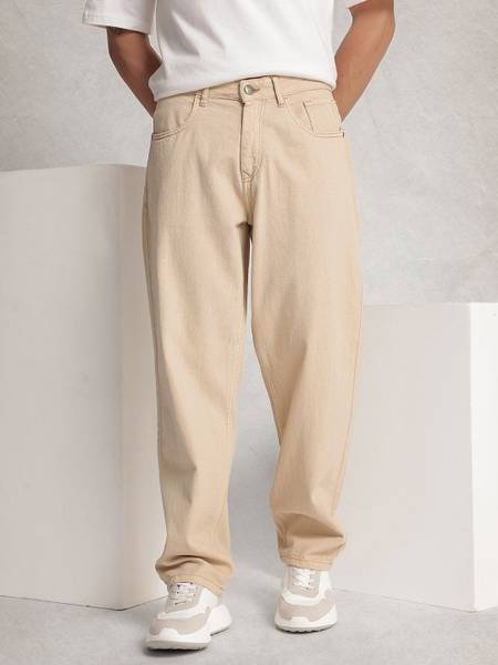 WROGN Relaxed Fit Men Beige Jeans