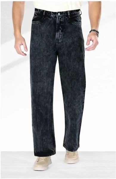 M Q Denim Loose Fit Men Black Jeans