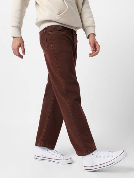 M Q Denim Loose Fit Men Brown Jeans