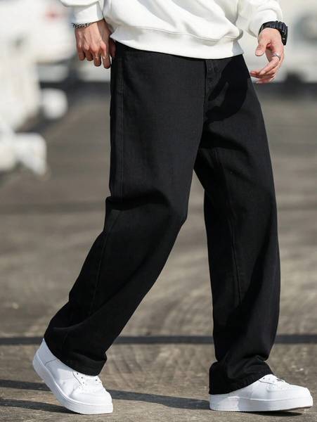 DENIM LOOK Loose Fit Men Black Jeans