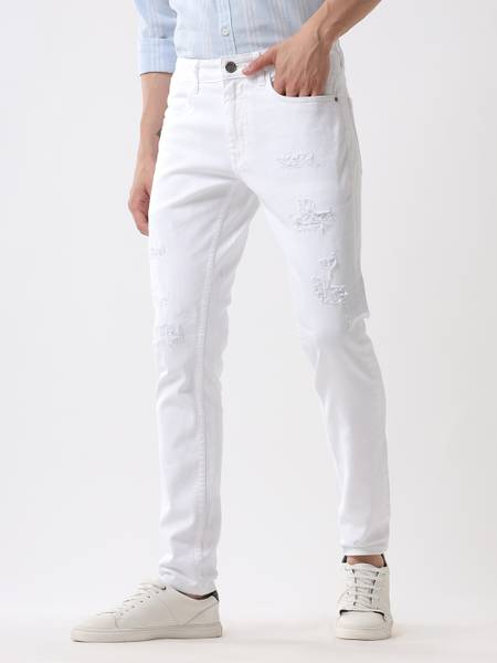 WROGN Tapered Fit Men White Jeans