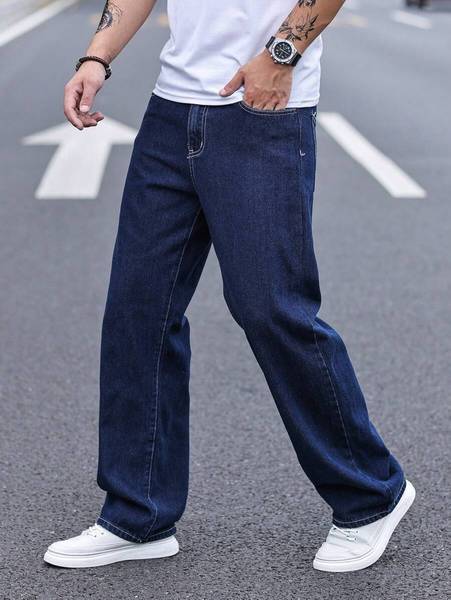 DENIM LOOK Loose Fit Men Dark Blue Jeans