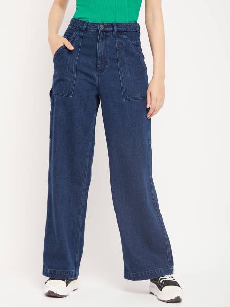 MADAME Flared Women Dark Blue Jeans