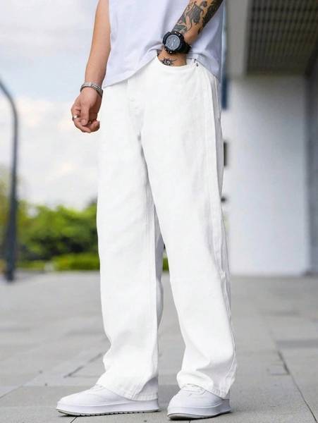 arshfashion Straight Fit Men White Jeans