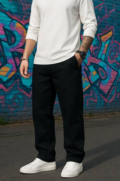 Wanted Straight Fit Men Black Jeans