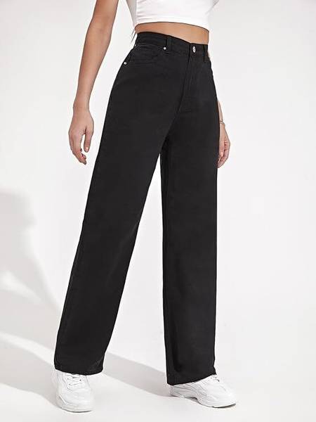 DENIM LOOK Flared Women Black Jeans
