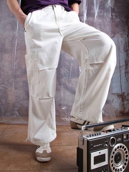 Hubberholme Loose Fit Men White Jeans