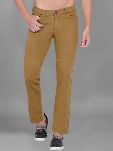 Dais Stretchable Straight Fit Men Brown Jeans