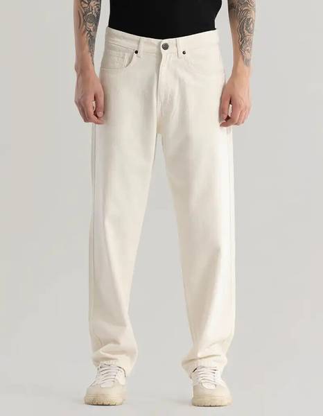DENIM LOOK Relaxed Fit Men White Jeans
