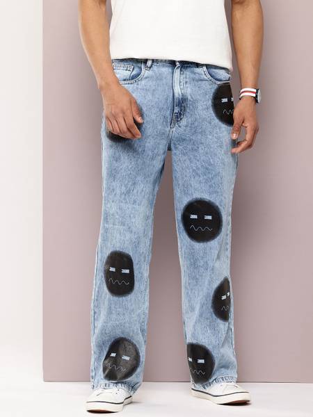 Kook N Keech Emoji Relaxed Fit Men Blue Jeans