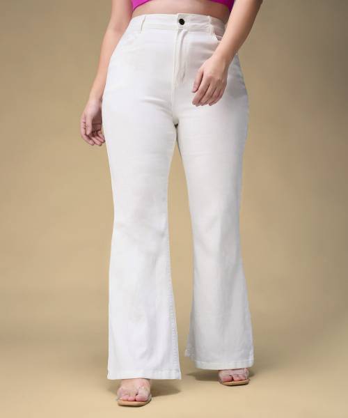 Miss Chase Boot-Leg Women White Jeans
