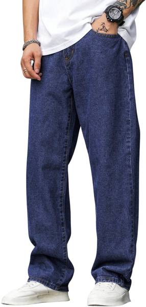 DAKWINS Loose Fit Men Dark Blue Jeans