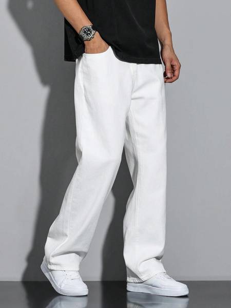 DENIM LOOK Loose Fit Men White Jeans
