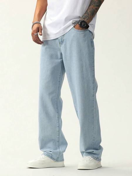 OFTEN LOOK Loose Fit Men Light Blue Jeans