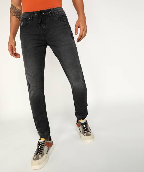 BEING HUMAN Slim Men Black Jeans